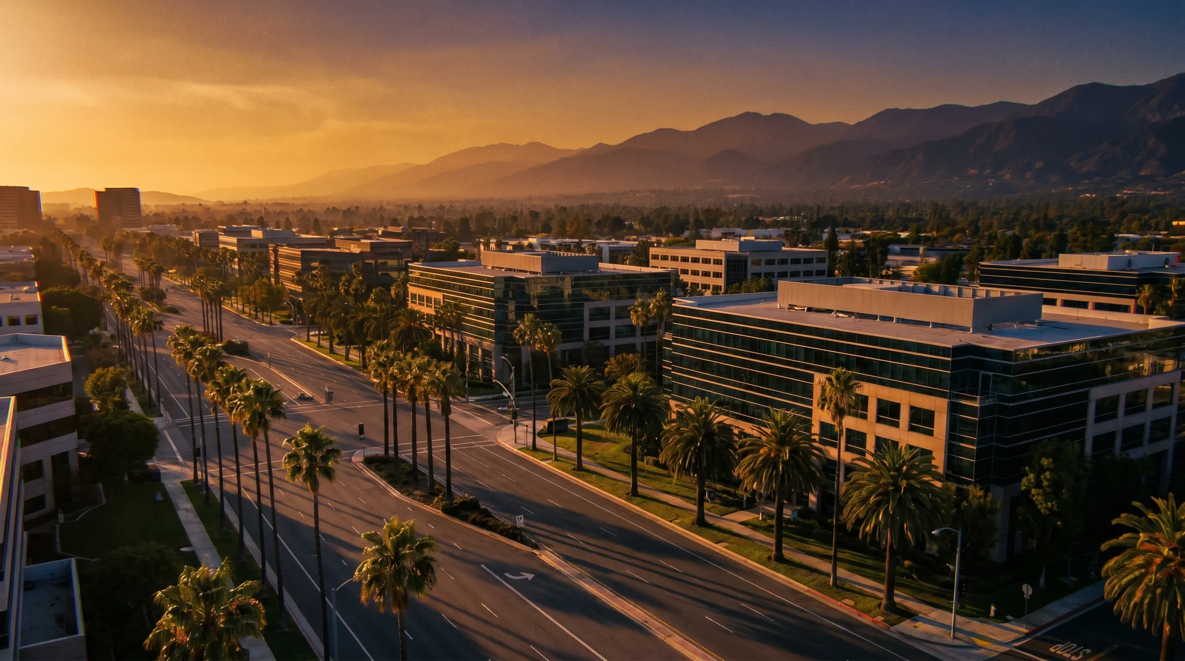 California cities skyline at twilight