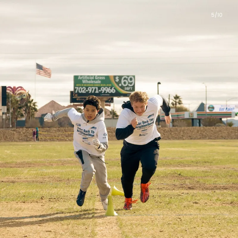 TBTN youth football camp — kids training with NFL coaches