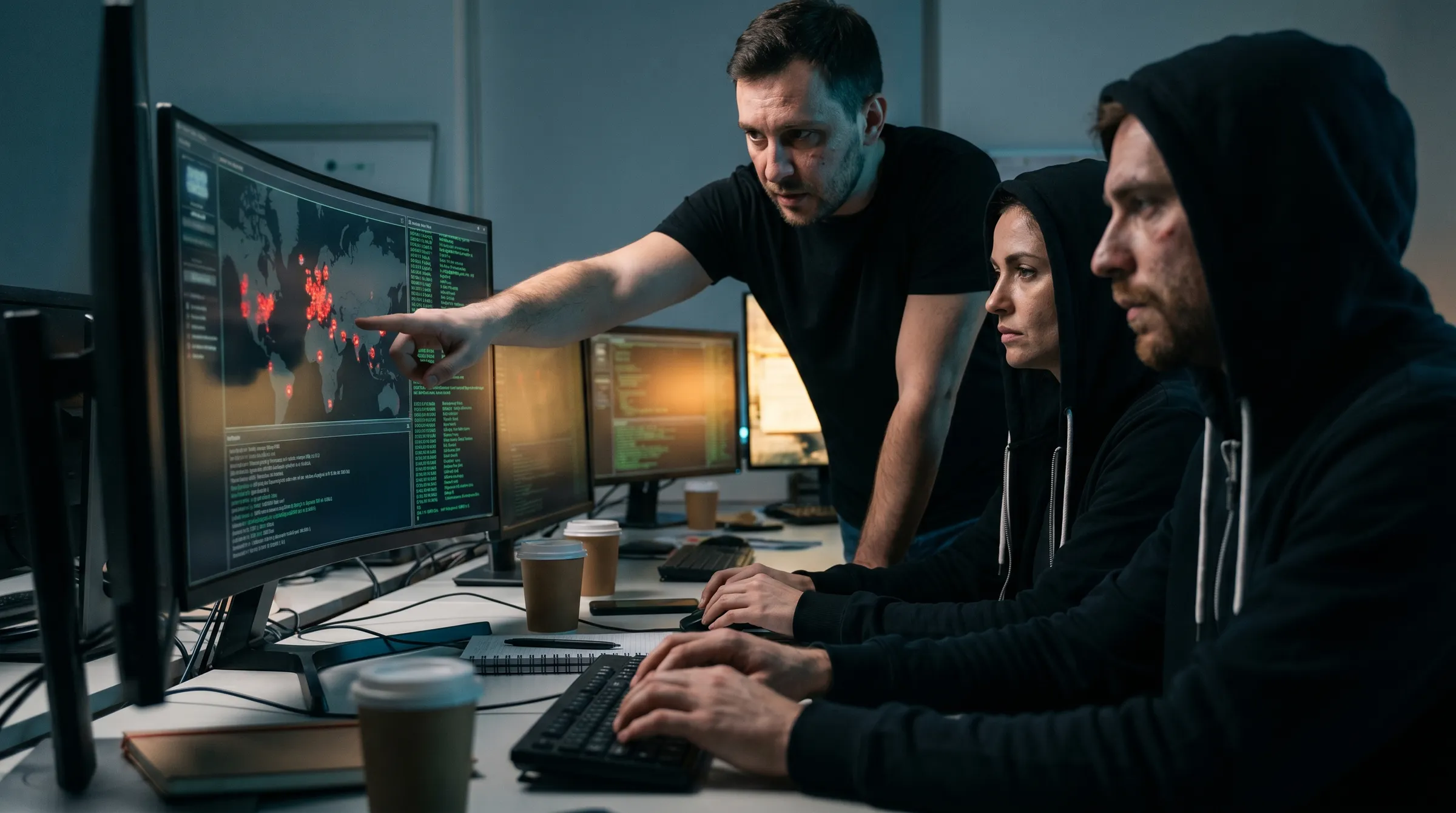 Security operations center monitoring threat alerts